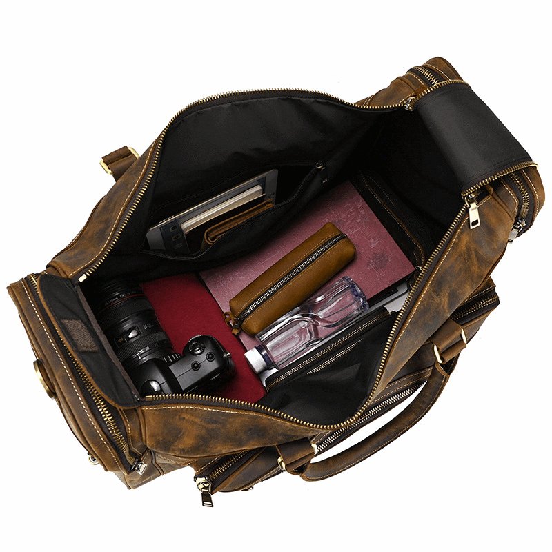 Luxury Large Capacity Retro Leather Travel Bag - Classic Leather Bag