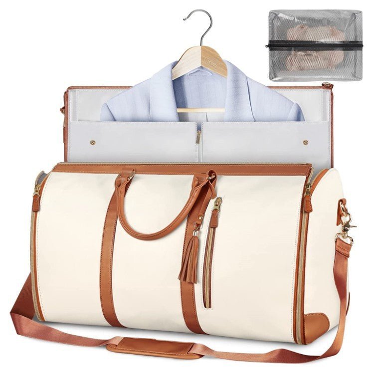 Men's and Women's Large Capacity Folding Suit Travel Duffle Bag - Classic Leather Bag
