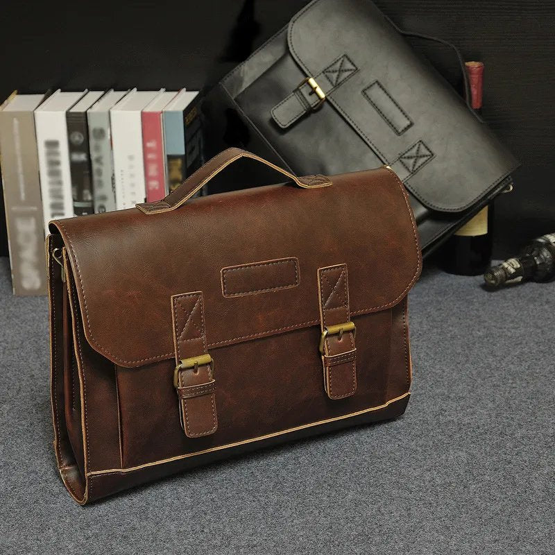 Men's Classic Synthetic Leather Briefcase - Classic Leather Bag