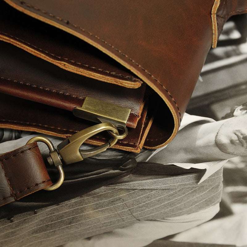 Men's Classic Synthetic Leather Briefcase - Classic Leather Bag