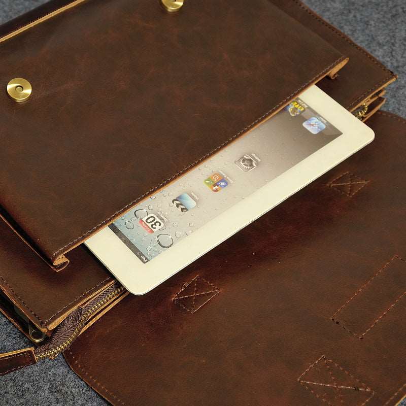 Men's Classic Synthetic Leather Briefcase - Classic Leather Bag