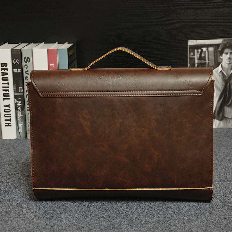 Men's Classic Synthetic Leather Briefcase - Classic Leather Bag