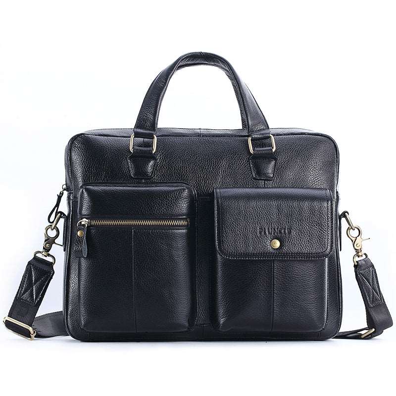 Men's Genuine Leather Top Layer Cowhide Briefcase Messenger Bag - Classic Leather Bag