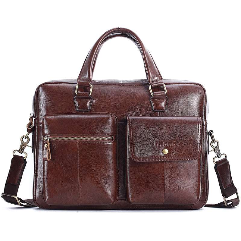 Men's Genuine Leather Top Layer Cowhide Briefcase Messenger Bag - Classic Leather Bag