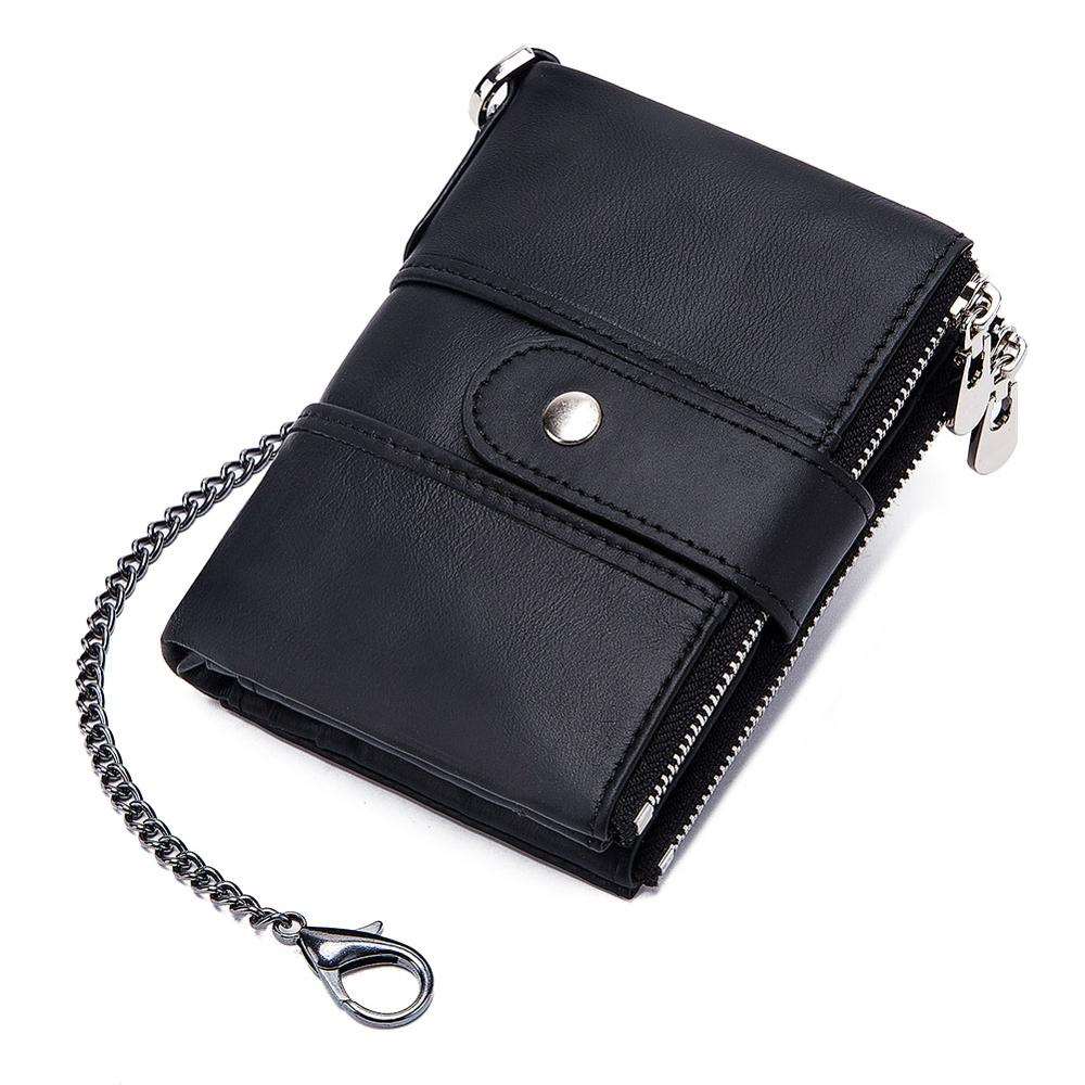 Men's Luxury Antimagnetic Cowhide Leather Chain Wallet - Classic Leather Bag