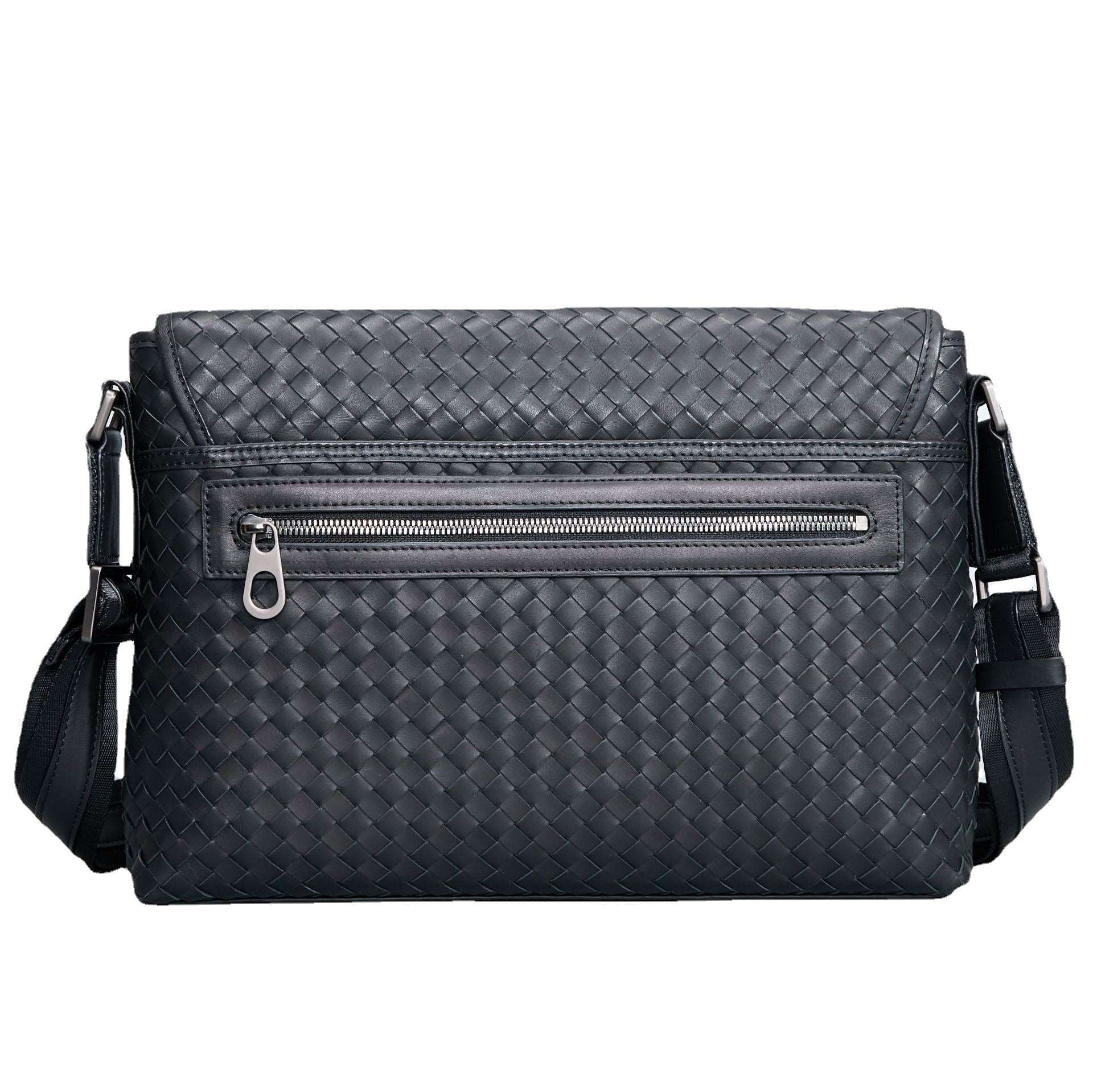 Men's Luxury Business Casual Leather Woven Messenger Bag - Classic Leather Bag