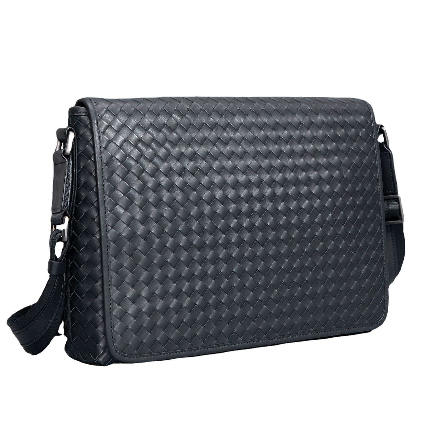 Men's Luxury Business Casual Leather Woven Messenger Bag - Classic Leather Bag