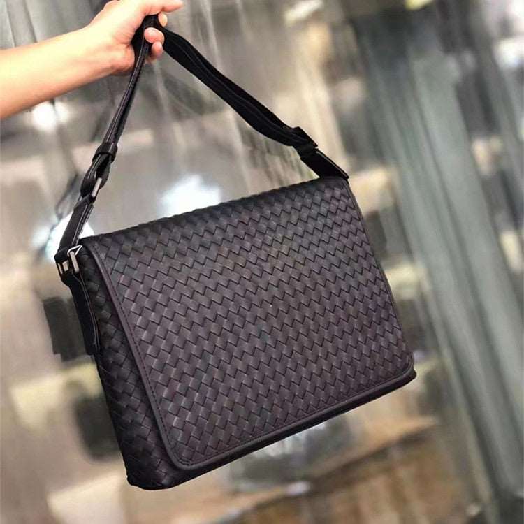 Men's Luxury Business Casual Leather Woven Messenger Bag - Classic Leather Bag