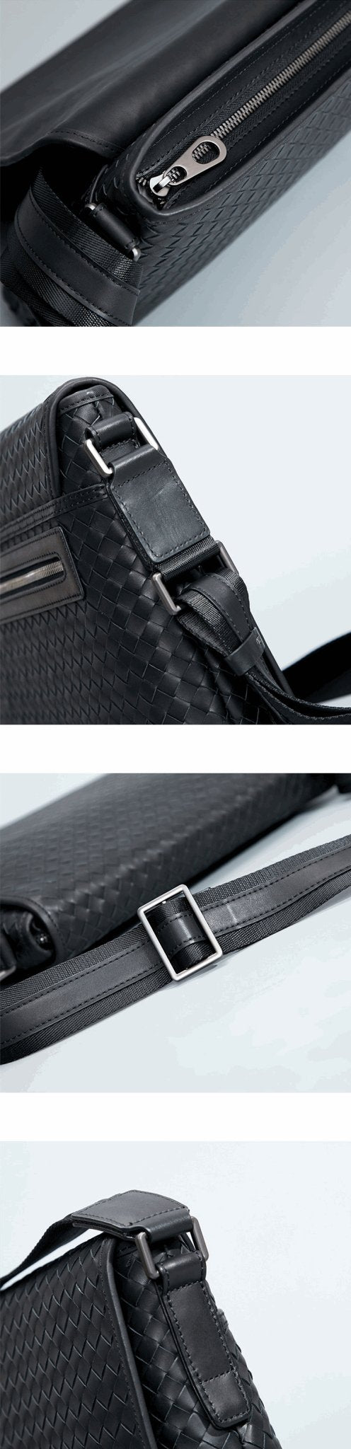 Men's Luxury Business Casual Leather Woven Messenger Bag - Classic Leather Bag