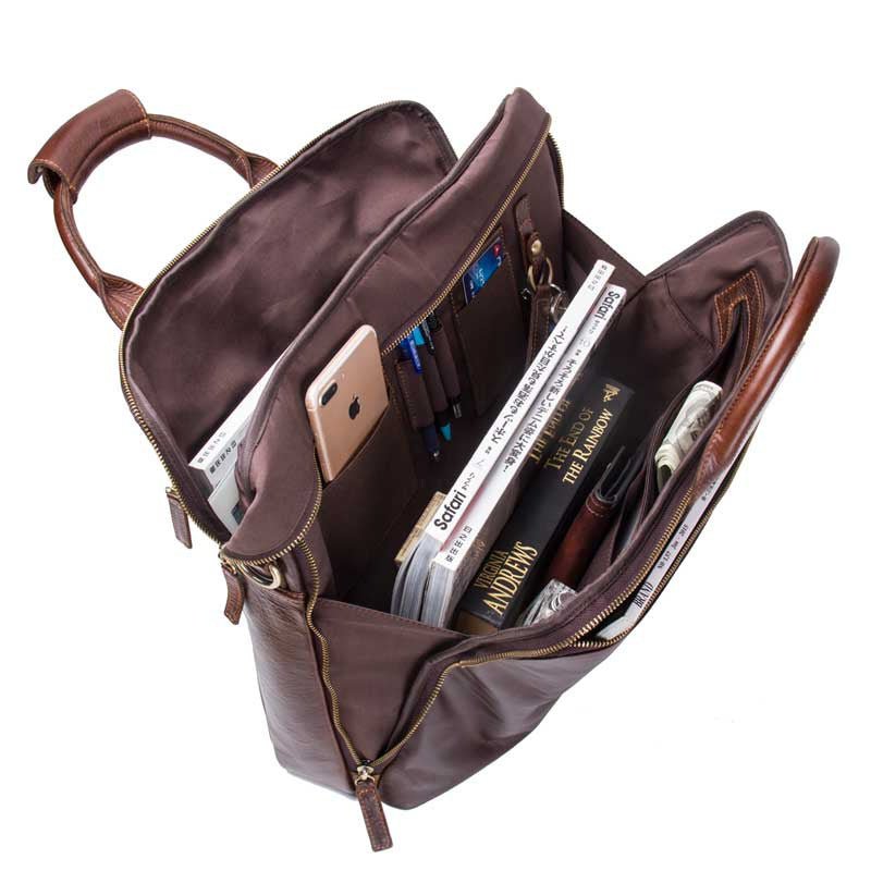 Men's Luxury Casual Leather Business Briefcase Shoulder Bag - Classic Leather Bag
