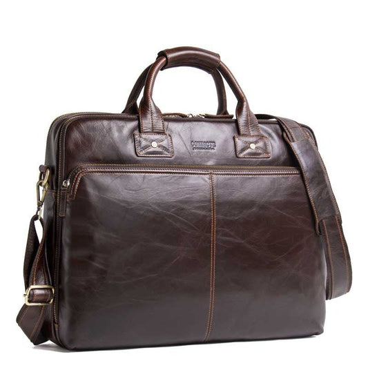 Men's Luxury Casual Leather Business Briefcase Shoulder Bag - Classic Leather Bag