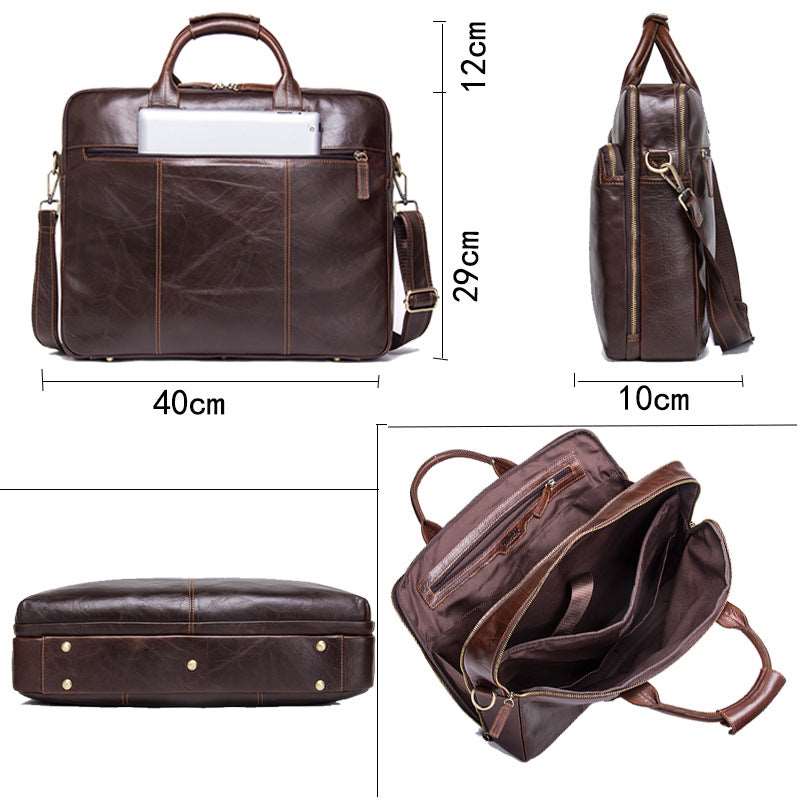 Men's Luxury Casual Leather Business Briefcase Shoulder Bag - Classic Leather Bag