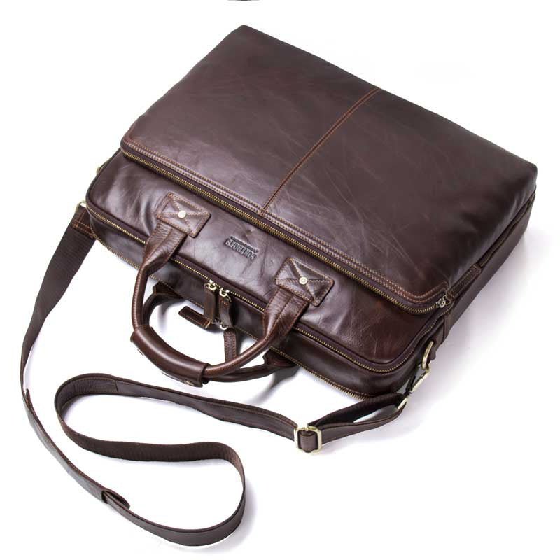Men's Luxury Casual Leather Business Briefcase Shoulder Bag - Classic Leather Bag