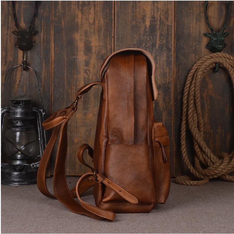 Men's Luxury Classic Leather Shoulder Backpack - Classic Leather Bag