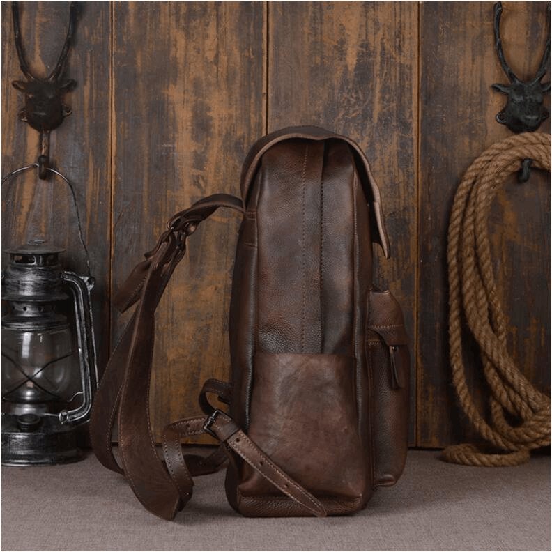 Men's Luxury Classic Leather Shoulder Backpack - Classic Leather Bag