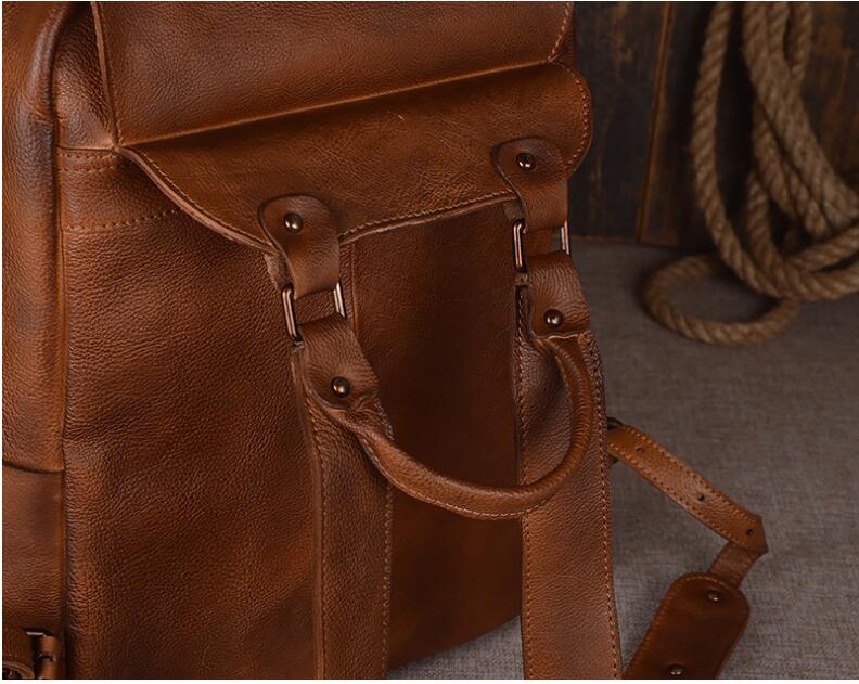 Men's Luxury Classic Leather Shoulder Backpack - Classic Leather Bag