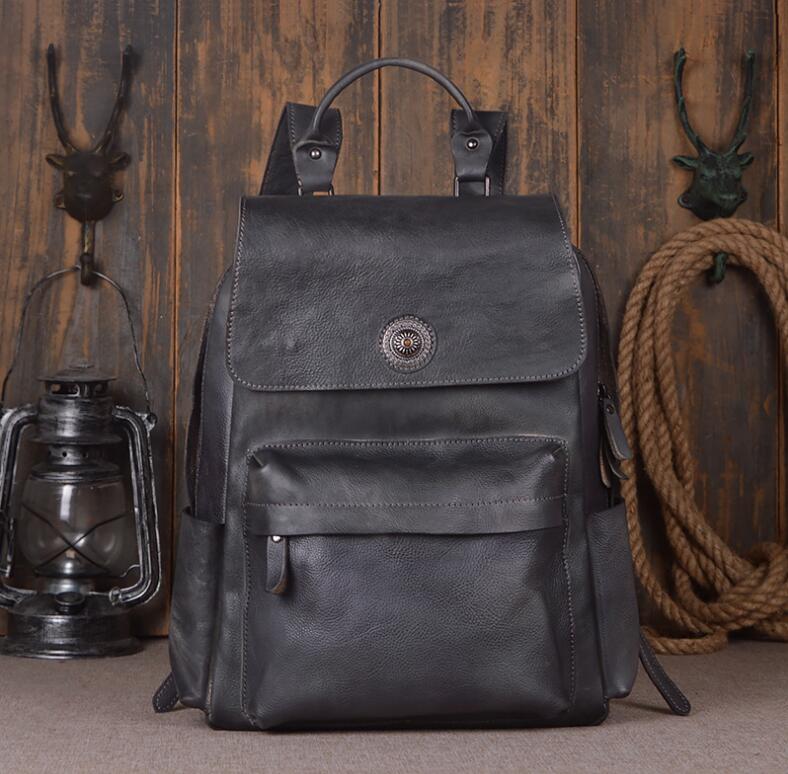 Men's Luxury Classic Leather Shoulder Backpack - Classic Leather Bag