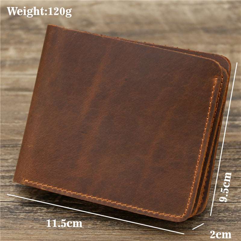 Men's Luxury Cowhide Leather Tri-Fold Wallet - Classic Leather Bag