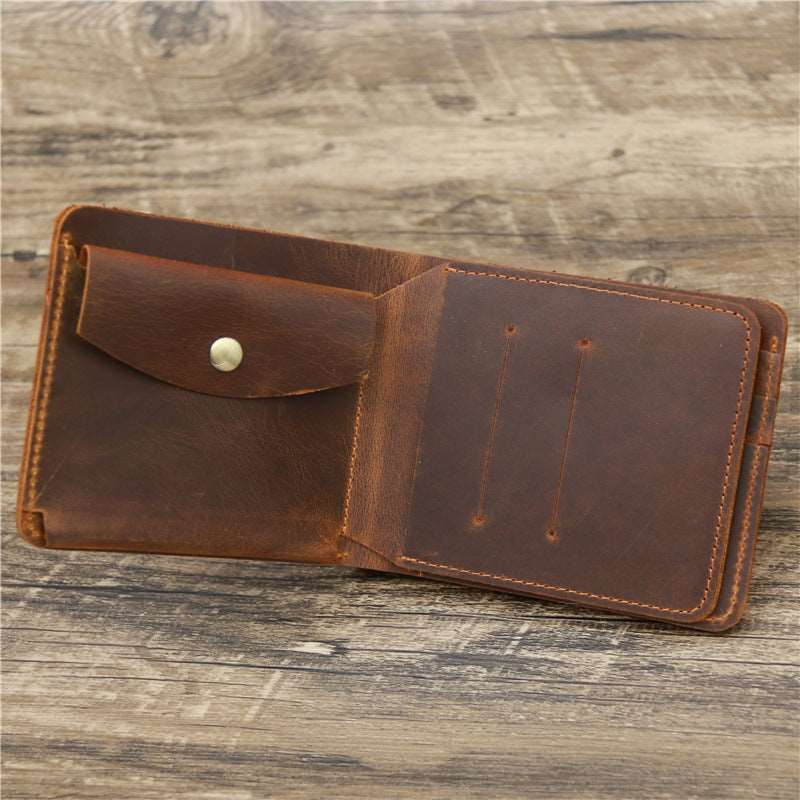 Men's Luxury Cowhide Leather Tri-Fold Wallet - Classic Leather Bag