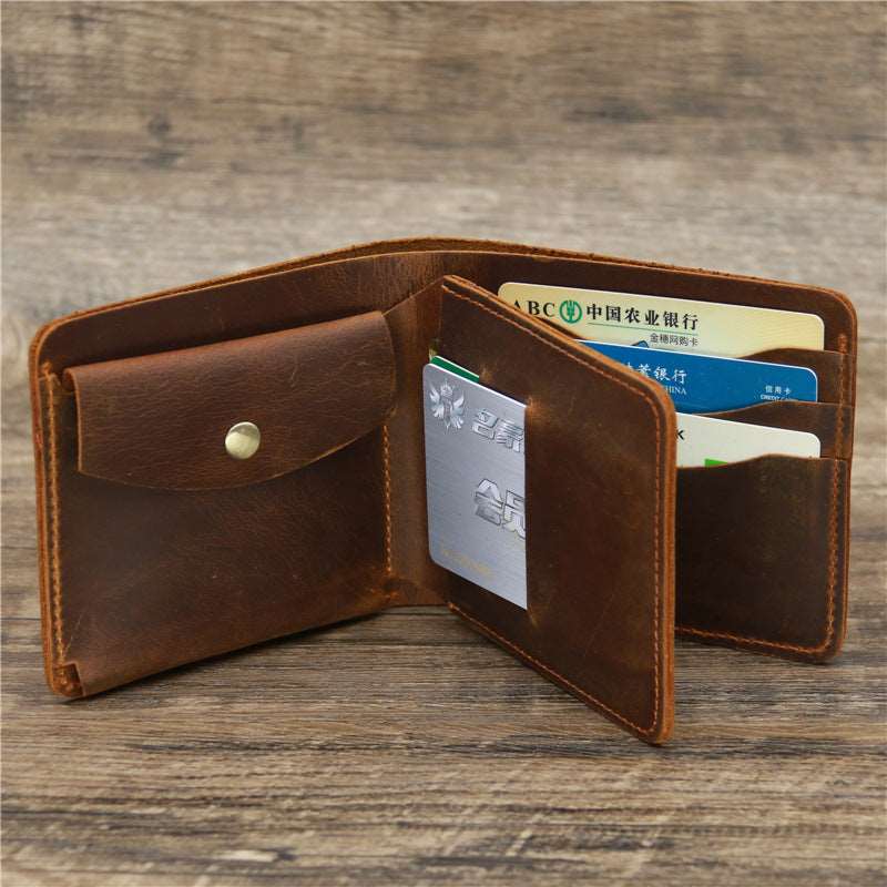 Men's Luxury Cowhide Leather Tri-Fold Wallet - Classic Leather Bag
