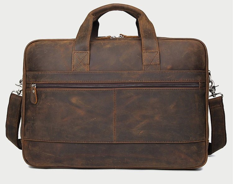 Men's Luxury Crazy Horse Leather Business Bag - Classic Leather Bag