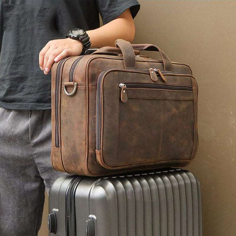 Men's Luxury Crazy Horse Leather Business Bag - Classic Leather Bag