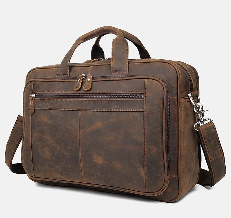 Men's Luxury Crazy Horse Leather Business Bag - Classic Leather Bag