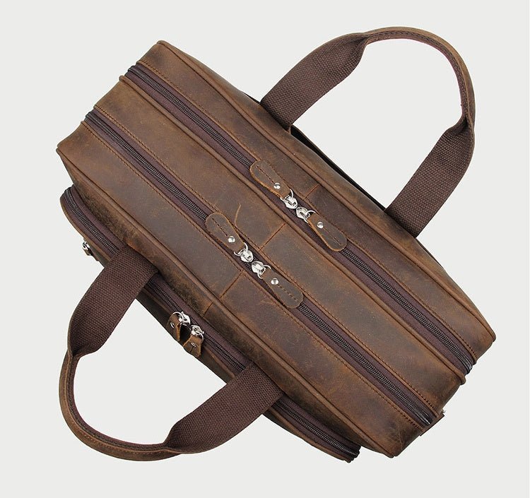 Men's Luxury Crazy Horse Leather Business Bag - Classic Leather Bag