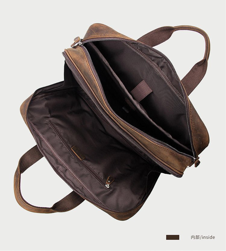 Men's Luxury Crazy Horse Leather Business Bag - Classic Leather Bag