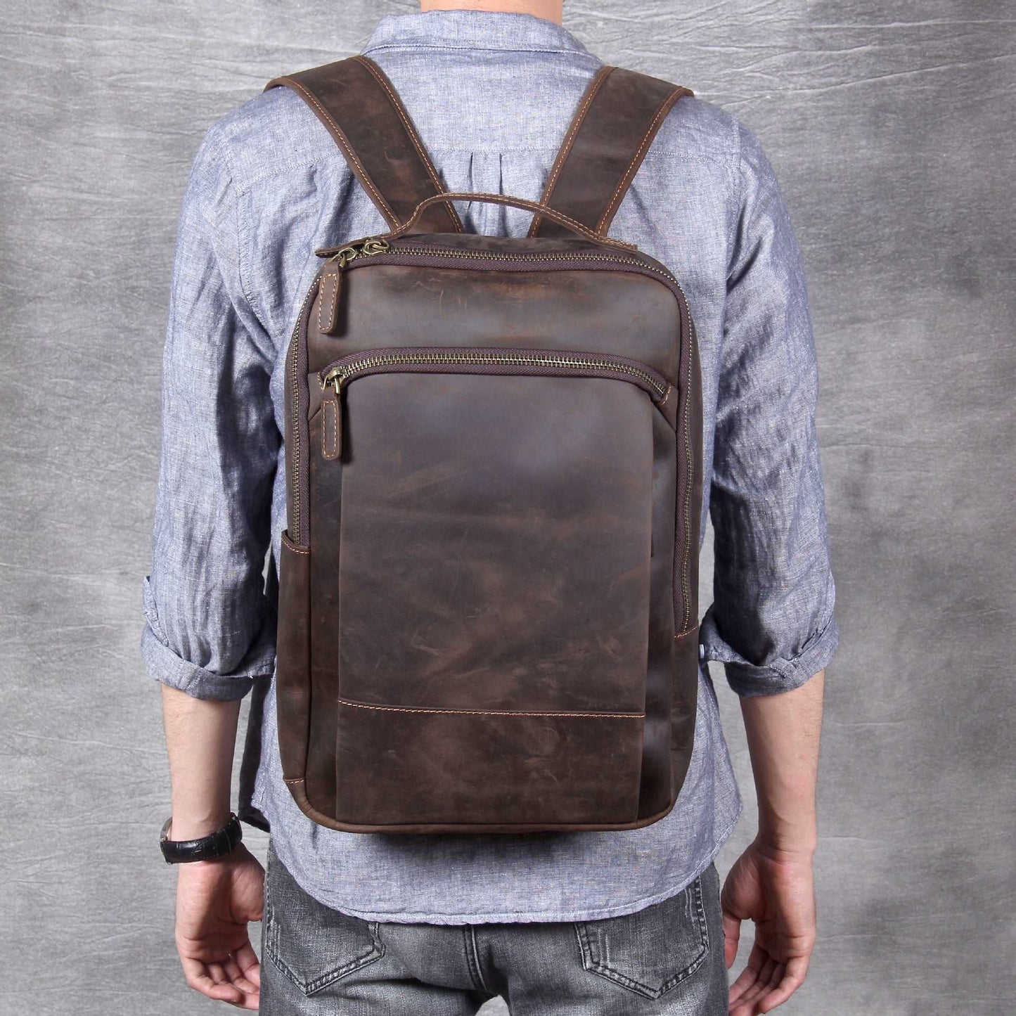 Men's Luxury First Layer Cowhide Leather Computer Bag - Classic Leather Bag