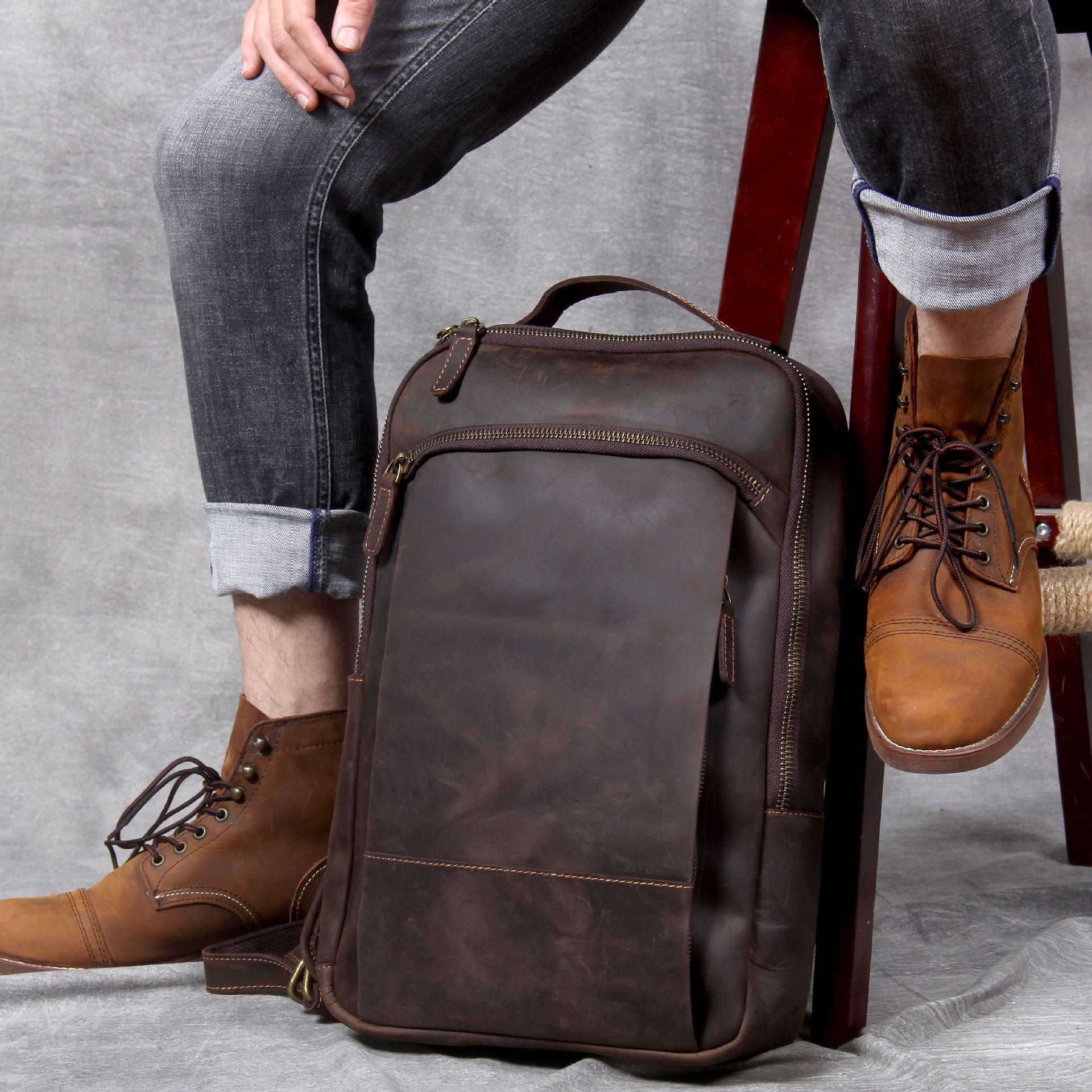 Men's Luxury First Layer Cowhide Leather Computer Bag - Classic Leather Bag