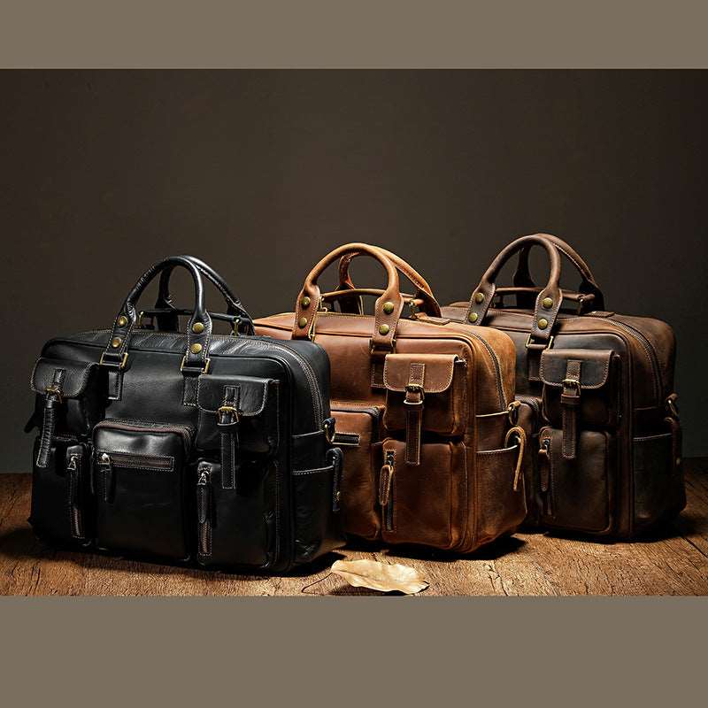Men's Luxury Large Capacity Leather One Shoulder Messenger Bag - Classic Leather Bag