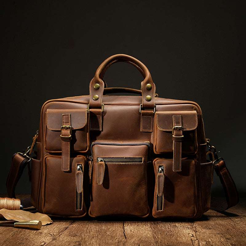 Men's Luxury Large Capacity Leather One Shoulder Messenger Bag - Classic Leather Bag