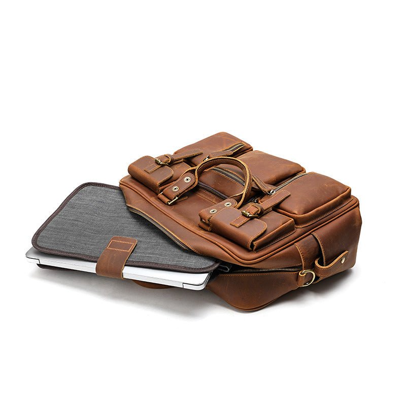 Men's Luxury Large Capacity Leather One Shoulder Messenger Bag - Classic Leather Bag