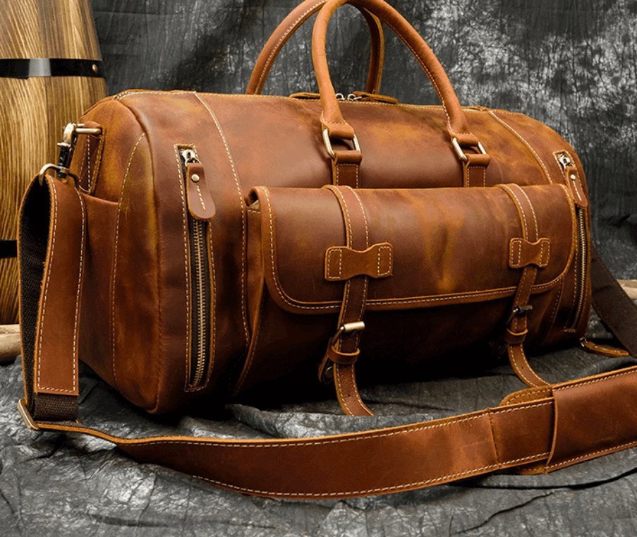 Men's Luxury Large Leather Travel Bag - Classic Leather Bag