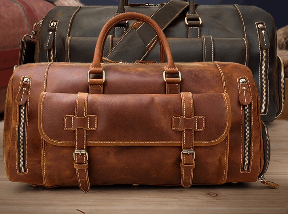 Men's Luxury Large Leather Travel Bag - Classic Leather Bag