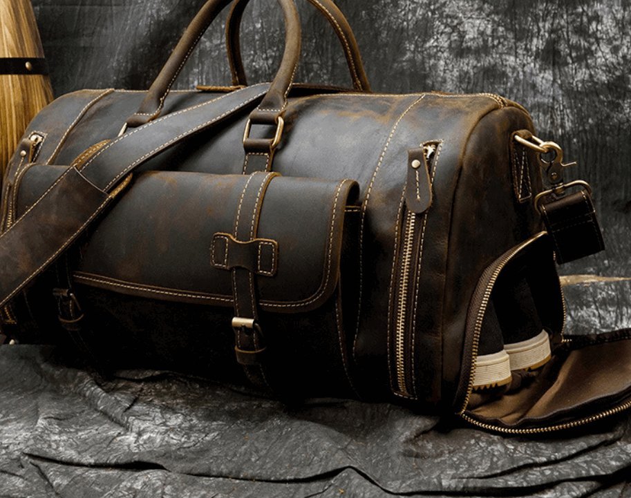 Men's Luxury Large Leather Travel Bag - Classic Leather Bag