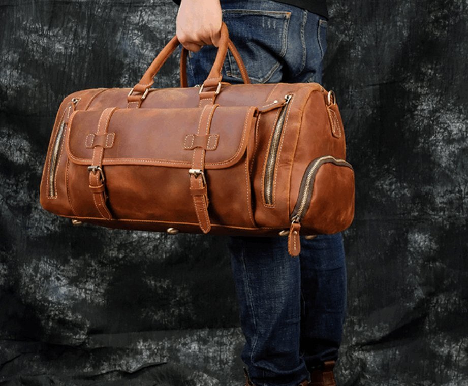 Men's Luxury Large Leather Travel Bag - Classic Leather Bag
