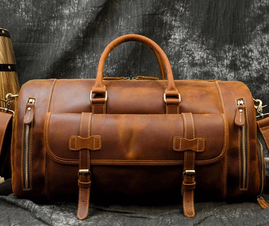 Men's Luxury Large Leather Travel Bag - Classic Leather Bag
