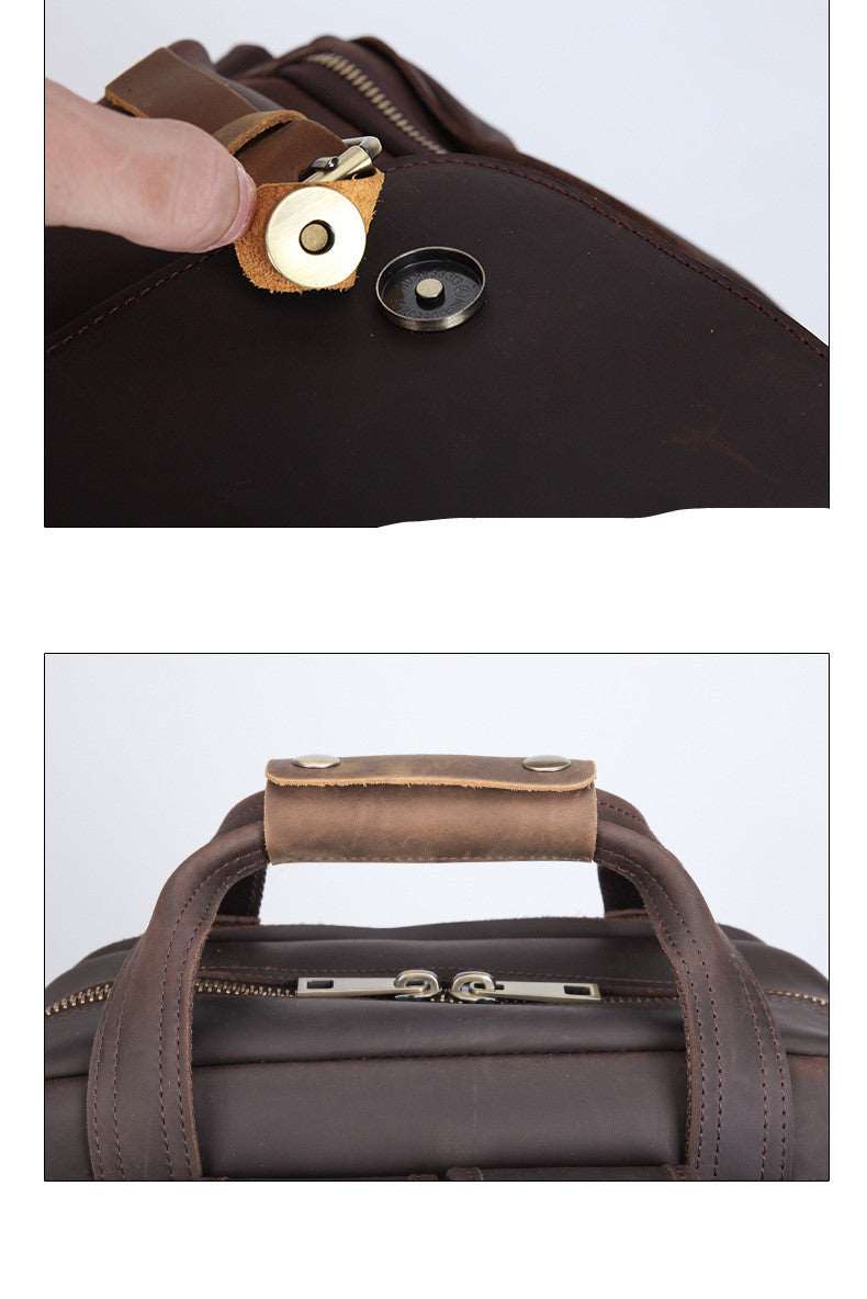 Men's Luxury Leather Camera Backpack - Classic Leather Bag