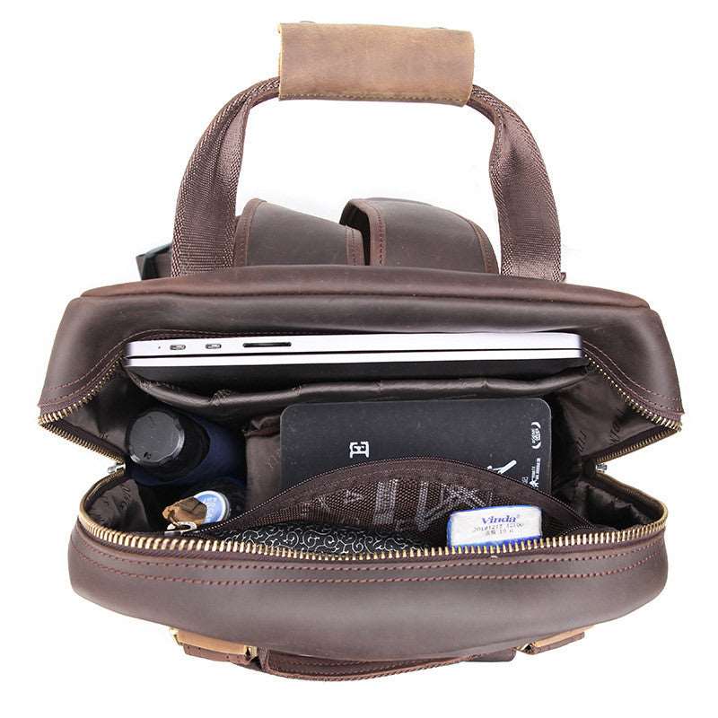 Men's Luxury Leather Camera Backpack - Classic Leather Bag