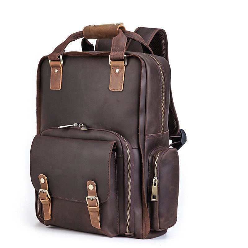 Men's Luxury Leather Camera Backpack - Classic Leather Bag