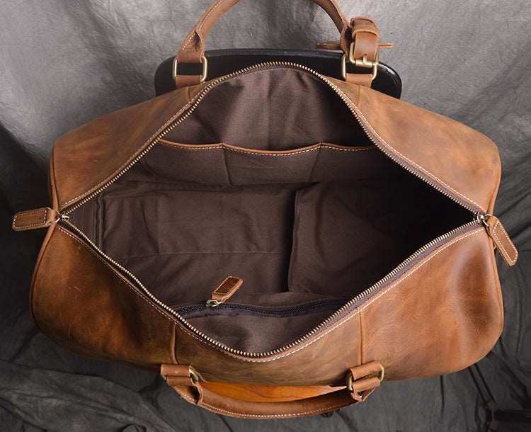 Men's Luxury Leather Retro Hand Luggage Bag - Classic Leather Bag
