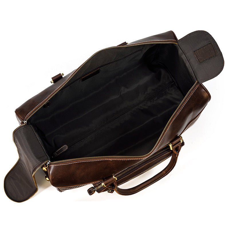 Men's Luxury Leather Trolley Travel Bag - Classic Leather Bag
