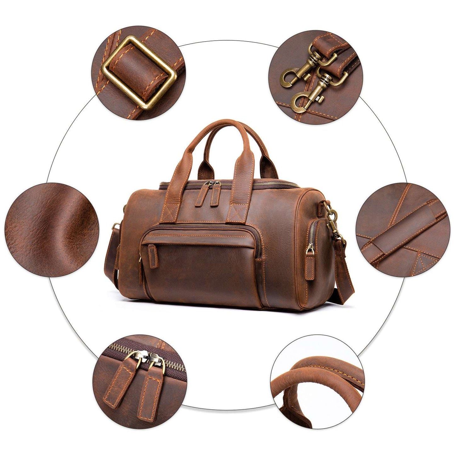 Men's Luxury Retro Leather Large Capacity Luggage Bag - Classic Leather Bag