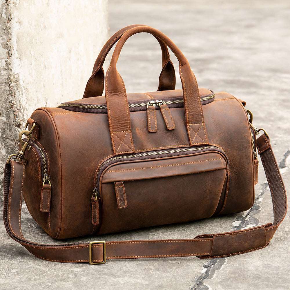 Men's Luxury Retro Leather Large Capacity Luggage Bag - Classic Leather Bag