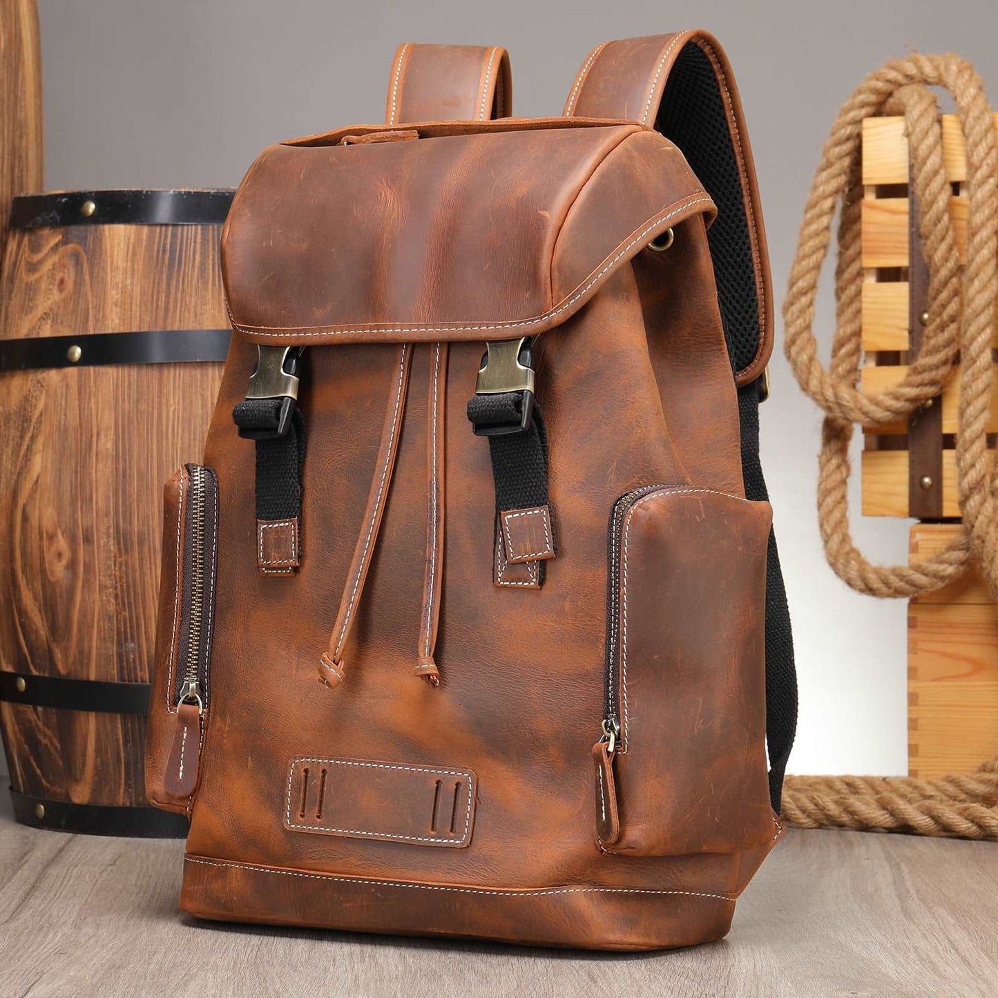 Men's Luxury Retro Leather Outdoor Travel Backpack - Classic Leather Bag