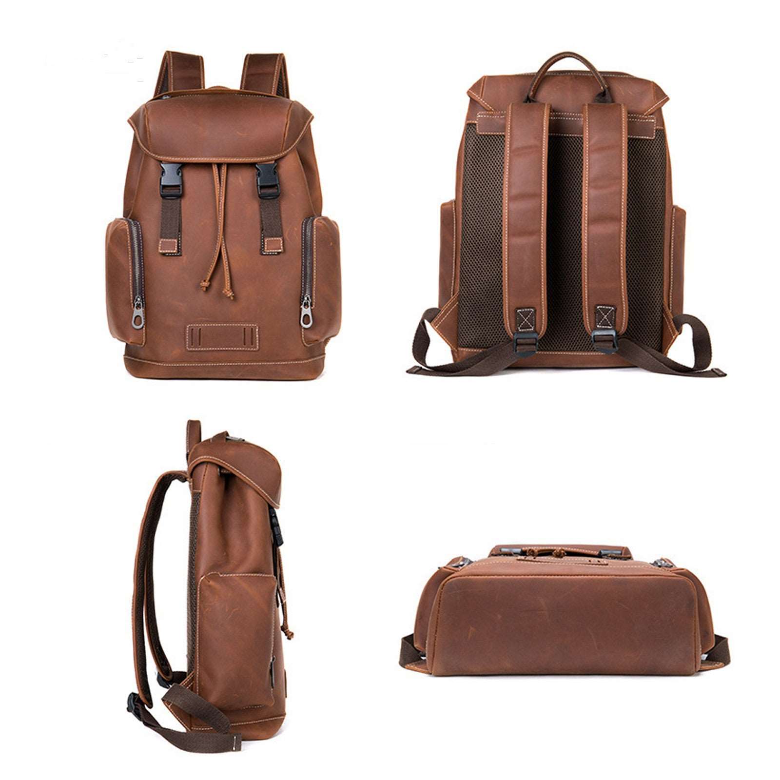 Men's Luxury Retro Leather Outdoor Travel Backpack - Classic Leather Bag