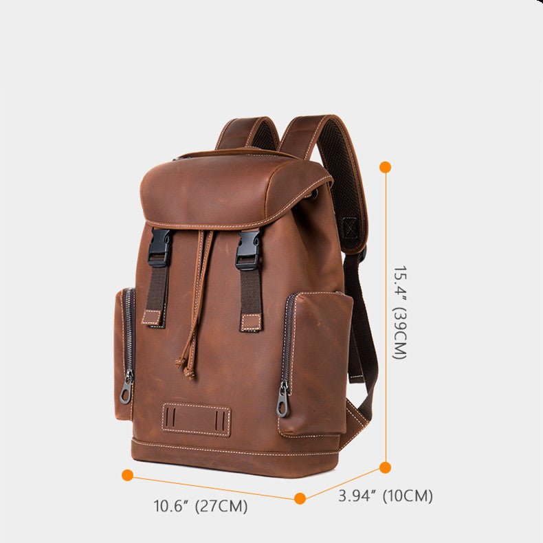 Men's Luxury Retro Leather Outdoor Travel Backpack - Classic Leather Bag