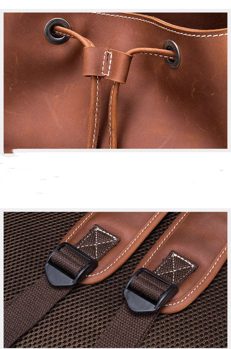 Men's Luxury Retro Leather Outdoor Travel Backpack - Classic Leather Bag